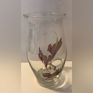 Pasabahce Turkey Glass painted Iris Vase